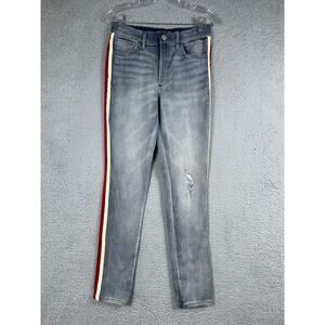 Express Jeans Ankle Legging Highrise Side Stripe Red White Blue Womens Size 4 R